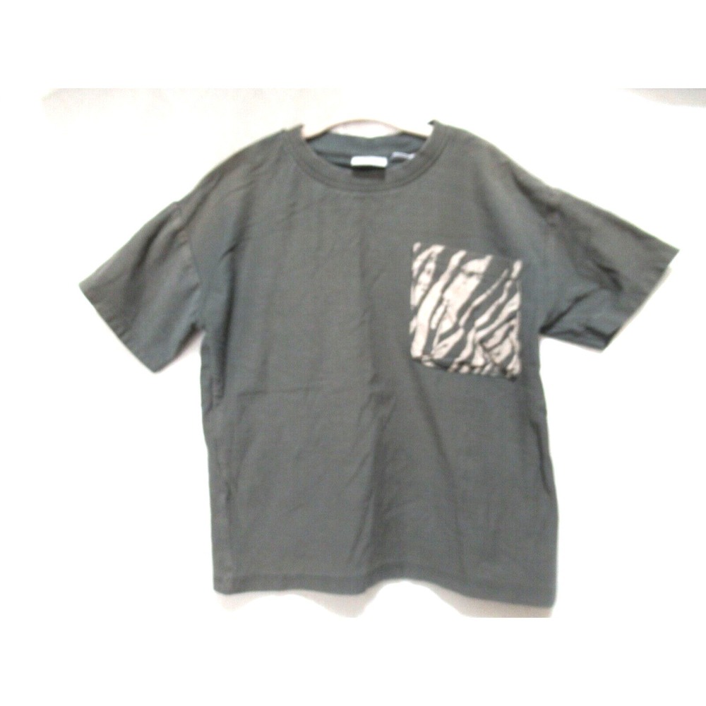 Zara Kids Size 4-5‎ Gray Short Sleeve T-Shirt With Zebra Print Pocket